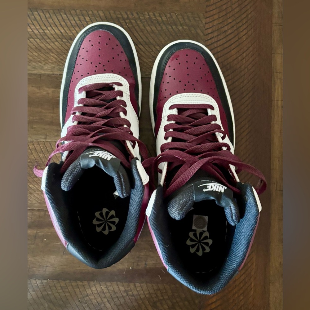 Nike Burgundy, White and Black High-Top Athletic Sneakers